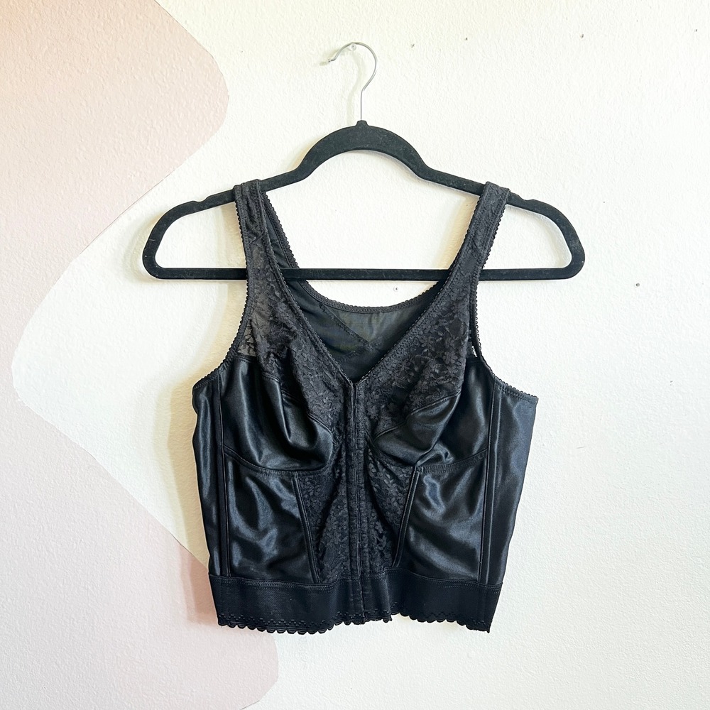 Exquisite Form Longline Bra Black 36C Vintage Pin Up Retro Corset Style Bustier‎